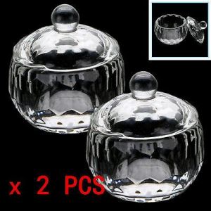 ערכות איפור 2pcs Acrylic Crystal Glass Dappen Dish Lid Bowl Cup For Liquid Powder Nail Art