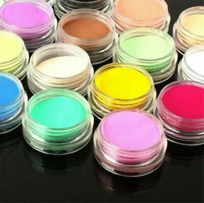 ערכות איפור 18 Colors Acrylic Nail Art Tips UV Gel Powder Dust DIY Decoration Set Manicure@